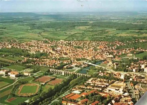 AK / Ansichtskarte  Bietigheim-Bissingen Fliegeraufnahme mit Sportstadion und Viadukt