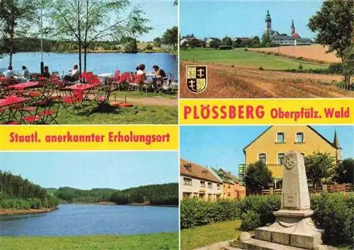 AK / Ansichtskarte 73981590 Ploessberg_Oberpfalz Seepartien Kirche Denkmal