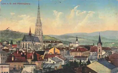 AK / Ansichtskarte 73981597 LINZ_DONAU_AT Stadtpanorama mit Poestlingberg Notreservespital Militaerpflege Stempel