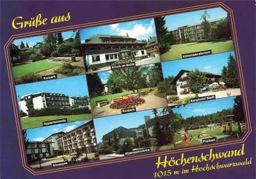 AK / Ansichtskarte 73981687 Hoechenschwand Kurpark Klinik im Bruehl Hoehensanatorium Appartements Berghotel Steffi Silvasana Alpenpanorama Freibad