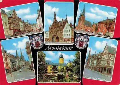 AK / Ansichtskarte 73981705 Montabaur_Westerwald Kirchstrasse Rathaus Schloss St Peter in Ketten Kl und gr Markt