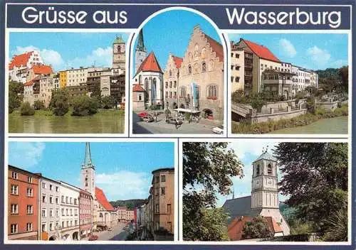 AK / Ansichtskarte 73981738 Wasserburg_Bodensee Seepartie Kirche Rathaus Ortspartien