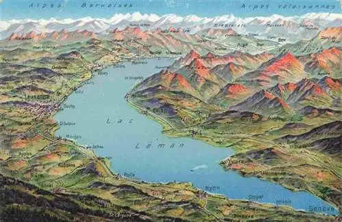 AK / Ansichtskarte  Genfersee_Lac_Leman_GE und Umgebung Alpenpanorama aus der Vogelperspektive