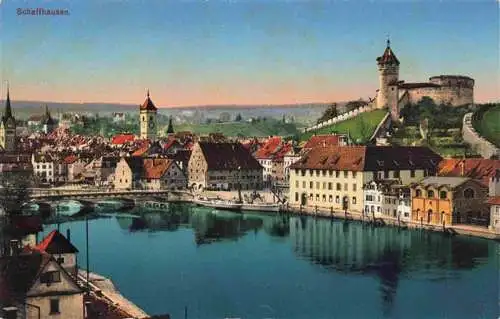 AK / Ansichtskarte  SCHAFFHAUSEN__SH Panorama Blick ueber den Rhein zur Festung Munot