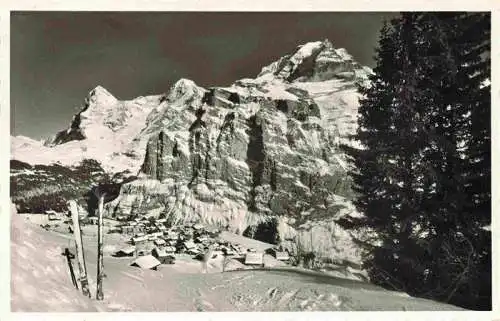 AK / Ansichtskarte  Muerren_BE Winterpanorama mit Eiger Moench und Jungfrau Berner Alpen