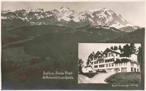 AK / Ansichtskarte  Oberegg_IR Gasthaus Pension Roessli St. Anton Blick gegen Saentis Appenzeller Alpen