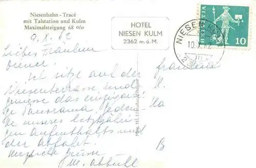 AK / Ansichtskarte  Niesen-Kulm_2362m_BE Niesenbahn Tracé mit Talstation und Kulm