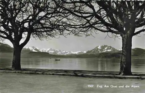 AK / Ansichtskarte  ZUG__Zugersee_ZG Partie am Quai und die Alpen