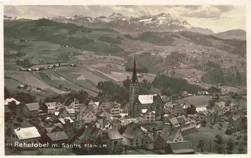AK / Ansichtskarte  Rehetobel Ortsansicht mit Kirche Panorama Blick gegen Saentis Appenzeller Alpen