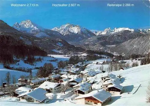 AK / Ansichtskarte 73981949 Oberau__Berchtesgaden Fliegeraufnahme mit Watzmann Hochkalter und Reiteralpe