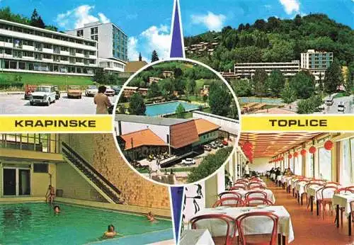 AK / Ansichtskarte 73981985 Krapinske_Toplice Hotels Frei und Hallenbad Speisesaal