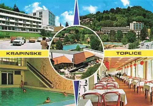 AK / Ansichtskarte  Krapinske_Toplice Hotels Frei und Hallenbad Speisesaal