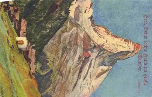 AK / Ansichtskarte  Zermatt_VS Matterhorn von Findelen aus Kuenstlerkarte