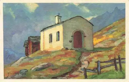 AK / Ansichtskarte  Findelen_VS Chapelle Bergkapelle Kuenstlerkarte