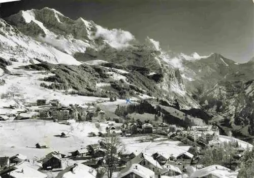 AK / Ansichtskarte  Wengen__BE Winterpanorama mit Jungfrau und Breithorn Berner Alpen