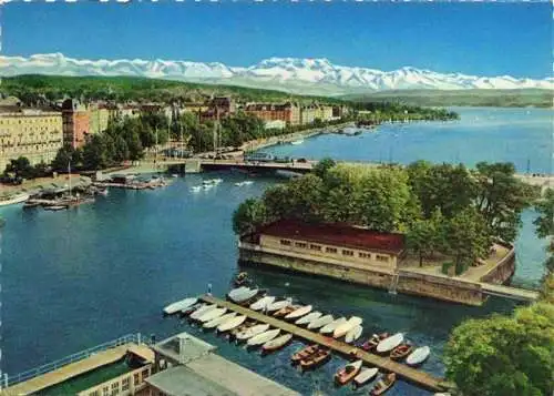 AK / Ansichtskarte  ZueRICH__ZH Bauschaenzli Quaibruecke Utoquai und die Alpen