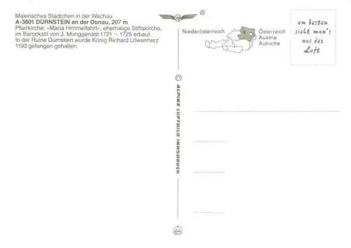 AK / Ansichtskarte  Duernstein_Wachau_AT Pfarrkirche Maria Himmelfahrt Barock Ruine Duernstein Koenig Richard Loewenherz