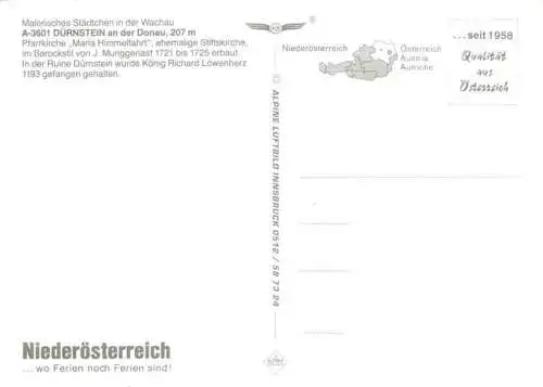 AK / Ansichtskarte  Duernstein_Wachau_AT Pfarrkirche Maria Himmelfahrt Barock Ruine Duernstein Koenig Richard Loewenherz