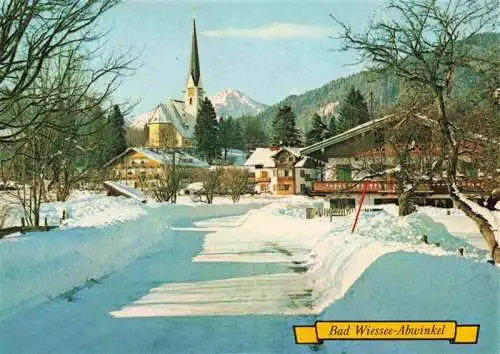 AK / Ansichtskarte 73982127 Abwinkl_Bad_Wiessee Hauptstrasse Blick zur Kirche im Winter