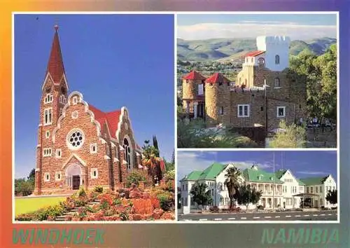 AK / Ansichtskarte 73982156 Windhoek Deutsche Lutherische Kirche Heynitz Burg Hotel Altes Bahnhofgebaeude