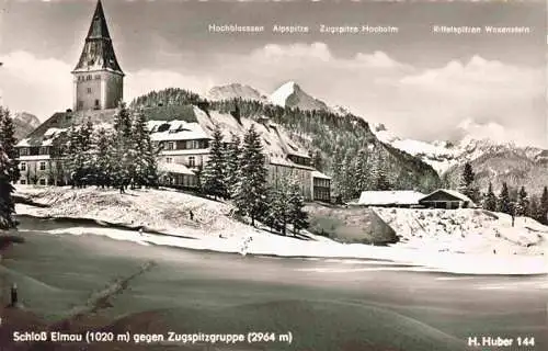 AK / Ansichtskarte  Schloss_Elmau mit Hochblassen Alpspitze Zugspitze Hochalm