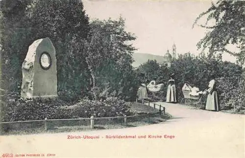 AK / Ansichtskarte  ZueRICH__ZH Utoquai Buerklidenkmal und Kirche Enge