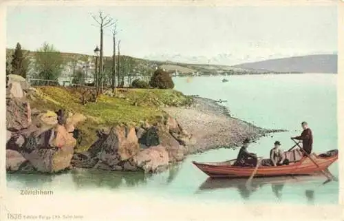 AK / Ansichtskarte  Zuerichhorn_ZH Uferpartie am See Ruderboot