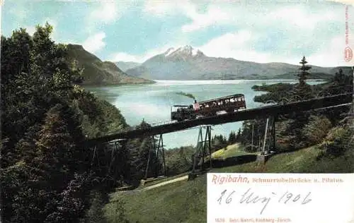 AK / Ansichtskarte  Rigibahn_Zahnradbahn_Eisenbahn_SZ Schnurrtobelbruecke und Pilatus