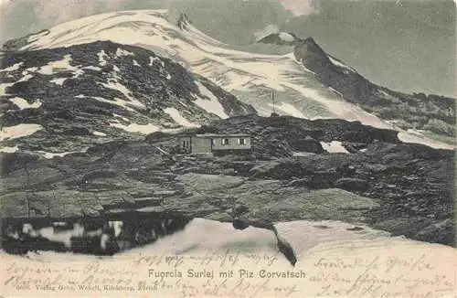 AK / Ansichtskarte  Fuorcla_Surlej_2755m_GR Berghuette mit Piz Corvatsch