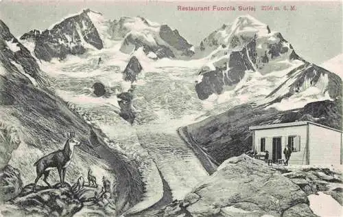 AK / Ansichtskarte  Fuorcla_Surlej_2755m_GR Bergrestaurant Gletscher Alpen