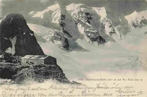 AK / Ansichtskarte  Diavolezzahuette_2973m_GR Berghuette Blick gegen Piz Palue Gletscher