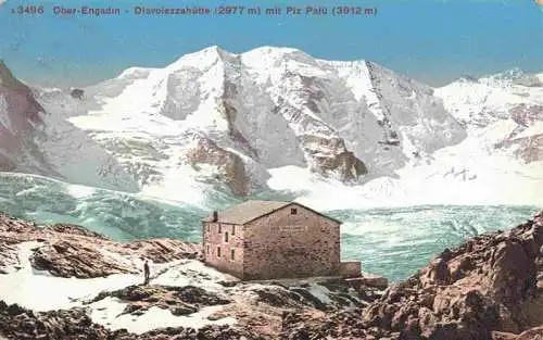 AK / Ansichtskarte  Diavolezzahuette_2973m_GR Berghaus mit Piz Palue Gletscher Alpen