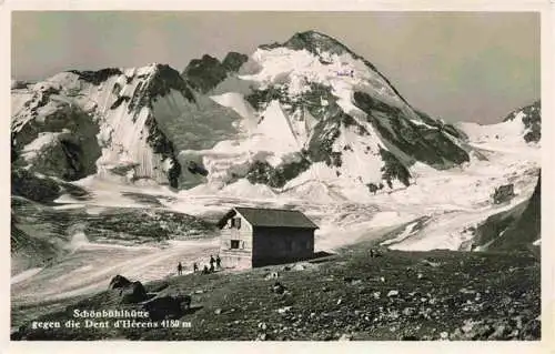 AK / Ansichtskarte  Schoenbuehl_Huette_Matterhorn_VS Berghaus Blick gegen Dent d'Hérens Gletscher Alpen