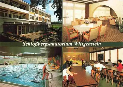 AK / Ansichtskarte 73982472 BAD_LAASPHE Schlossbergsanatorium Wittgenstein Gaststube Hallenbad Kegelbahn