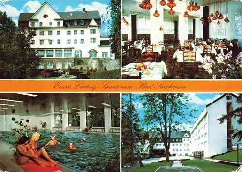 AK / Ansichtskarte  Bad_Salzhausen_Nidda Ernst Ludwig Sanatorium Speiseraum Hallenbad Park