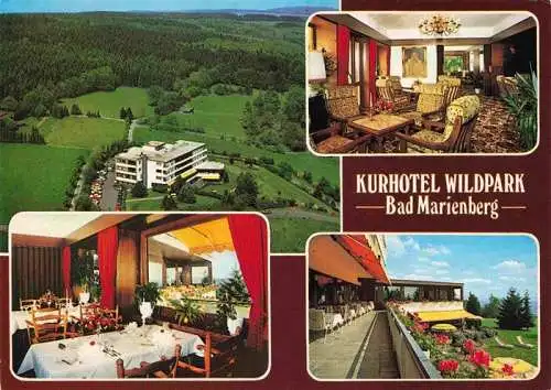 AK / Ansichtskarte  Bad_Marienberg Kurhotel Wildpark Gastraeume Terrasse Fliegeraufnahme