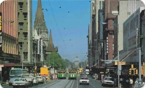 AK / Ansichtskarte  MELBOURNE__Australia Swanston Street looking towards the Shrine of Remembrance