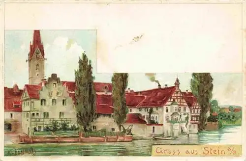 AK / Ansichtskarte  Stein_Rhein_Stein_am_Rhein_SH Blick zur Altstadt Kirche Kuenstlerkarte