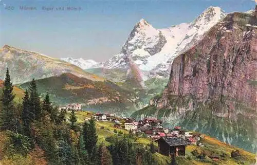 AK / Ansichtskarte  Muerren_BE Panorama Blick gegen Eiger und Moench Berner Alpen