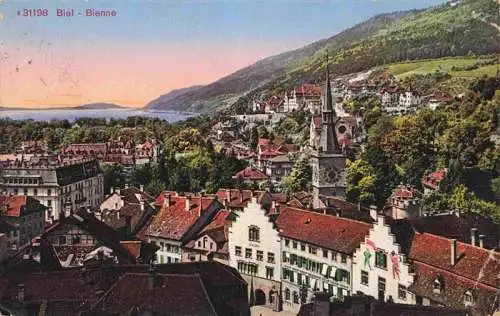 AK / Ansichtskarte  Biel_Bienne_BE Stadtpanorama mit Kirche