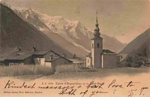 AK / Ansichtskarte  Argentiere_74_Haute-Savoie Eglise et le Mont-Blanc