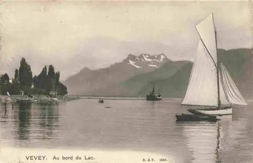 AK / Ansichtskarte  VEVEY_VD Au bord du Lac Léman Voilier Alpes