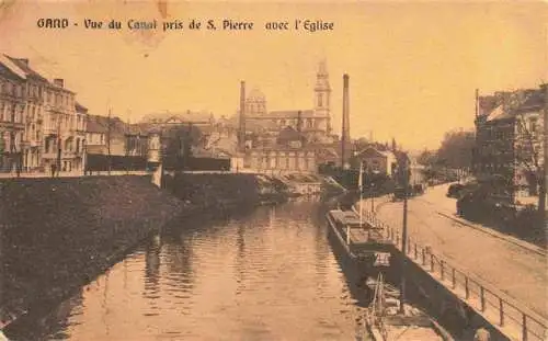 AK / Ansichtskarte 73982793 Gand__GENT_Belgie Vue du canal prise de Saint Pierre avec l'église Feldpost