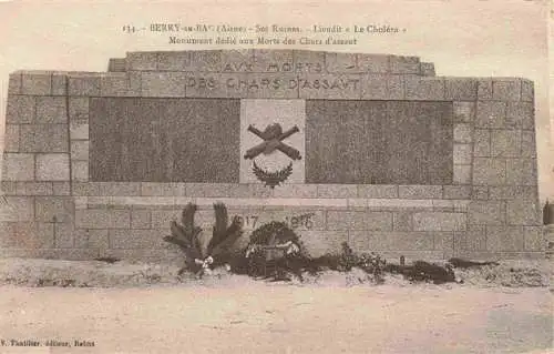 AK / Ansichtskarte  Berry-au-Bac_02_Aisne Ruines Lieudit Le Choléra Monument didié aux Morts des Chars d'assaut