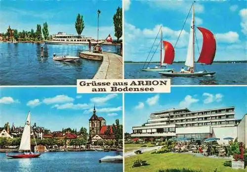 AK / Ansichtskarte  ARBON__TG Hafen Mole Faehre Segeln Hotel