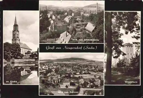 AK / Ansichtskarte  Neugersdorf_Sachsen Kirche Panorama Blick zum Schlechteberg Blick zum Kottmar Wasserturm