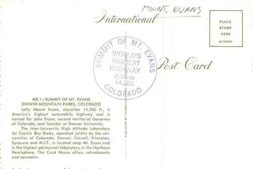 AK / Ansichtskarte  Mount_Evans_Denver_Colorado_USA Crest House