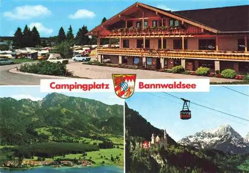 AK / Ansichtskarte 73983137 Schwangau Campingplatz am Bannwaldsee Panorama Luftseilbahn Schloss Hohenschwangau