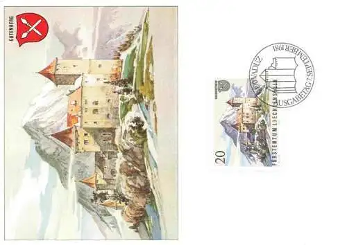 AK / Ansichtskarte  Balzers_Liechtenstein_FL Sondermarken Schloss Gutenberg Kuenstlerkarte Ausgabe 7. September 1981 MK/Nr. 26