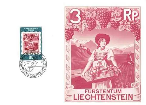AK / Ansichtskarte 73983149 Vaduz_Liechtenstein_FL Sondermarken 50 Jahre Postmuseum Kuenstlerkarte Ausgabe 8. September 1980 MK/Nr. 17